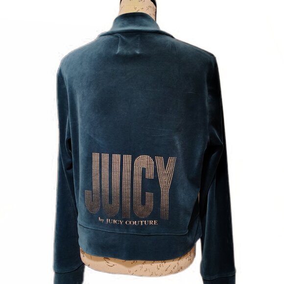 Juicy Couture Womens Velour Jacket Large Zip Up Green - Y2K Loungewear Fall - Picture 4 of 7